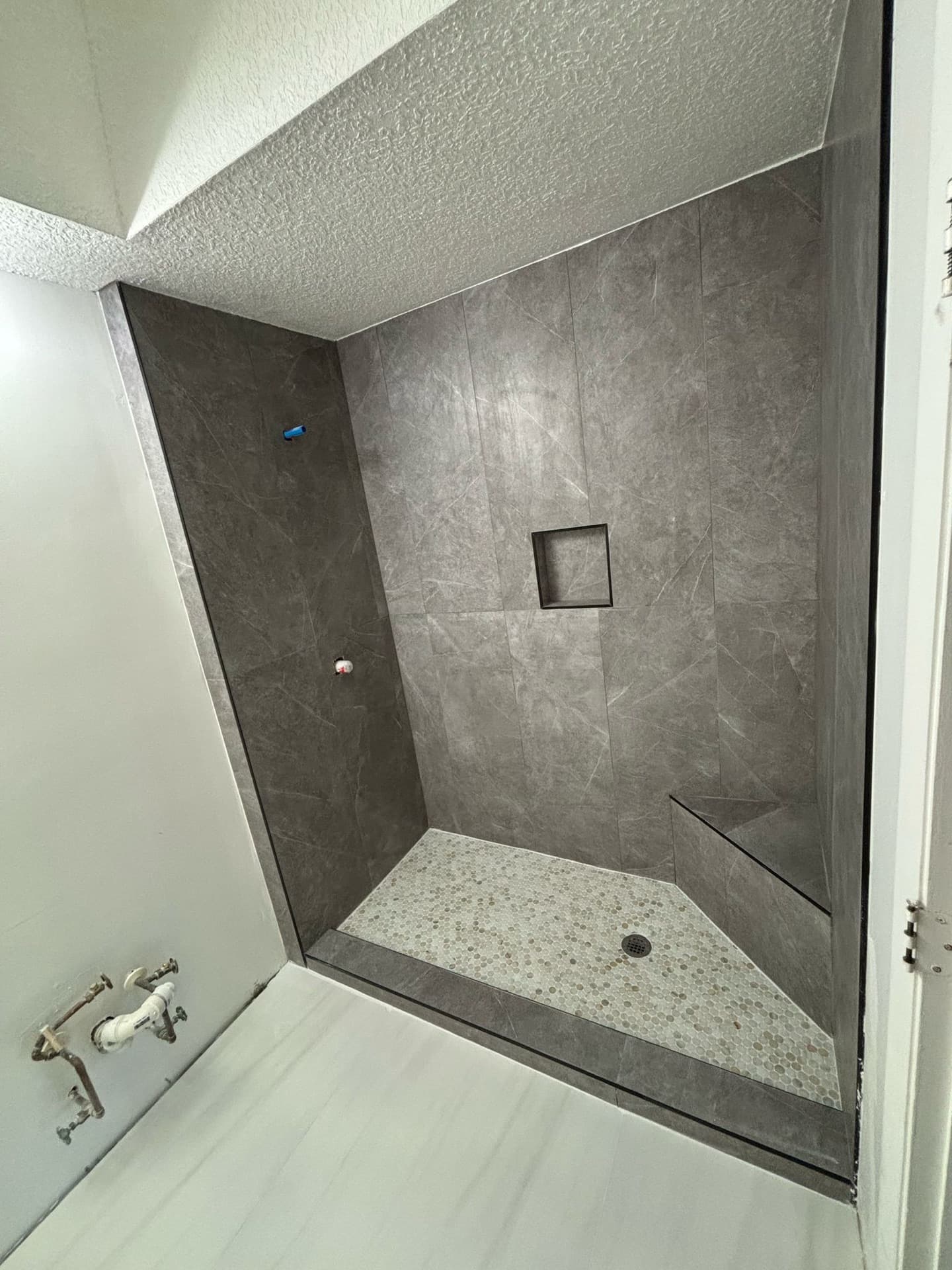 Charcoal Tile Walk-In Shower