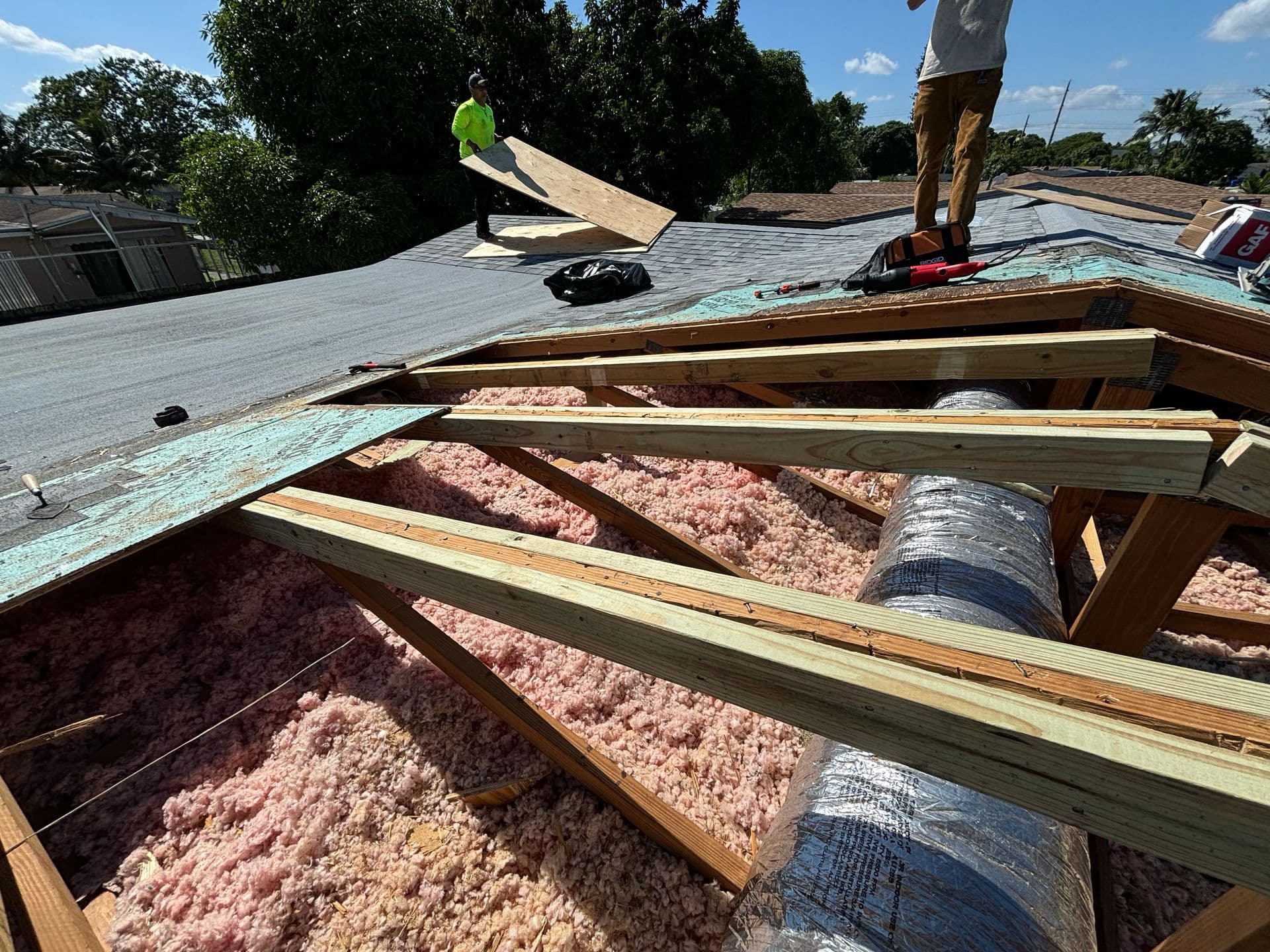 Roof Structure Opened for Repair